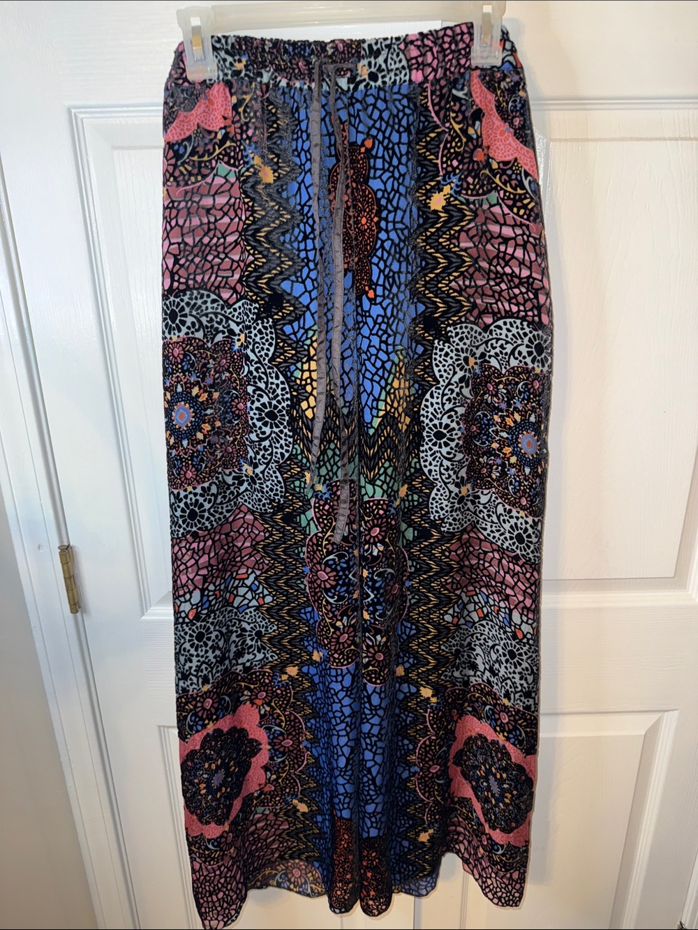 Johnny Was Multicolor Wide Leg Pants - Blue, Pink, Black